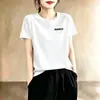 Camiseta de Manga Curta Nova de Verão para Mulheres no Comércio Exterior Transfronteiriço, Cor Roxo Taro da Moda, Ombro Normal, Estampa de Coração, Moda Estilosa e Juvenil