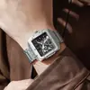 Relógio de Pulso Masculino Cruz Quadrada Pulseira de Aço Inoxidável Personalidade Moda Tendência Relógio de Quartzo Masculino Atacado
