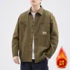 Jaqueta camisa workwear estilo americano para homens, novo modelo outono e inverno 2026, camisa casual de manga longa retro japonesa de caimento solto