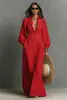 2026 Nova Moda Europeia e Americana Comércio Exterior Transfronteiriço Outono Nova Camisa Vestido Longo de Botão para Mulheres, Cor Sólida, Fashion e Elegante