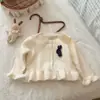 Conjunto de dos piezas para niña timo con lunares elegante cárdigan de punto primavera/otoño falda tipo pastel conjunto de princesa elegante