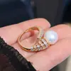 Accesorios DIY Anillo de Plata de Ley S925 Elegante Bicolor con Montura para Perla, Montura de Anillo Hecha a Mano Producto Semiacabado 8-11