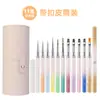 Set de Brochas para Uñas de Metal Nuevas Transfronterizo, Set Completo de Pinceles de Pintura, Bolígrafos para Dibujo de Líneas, Bolígrafos Cuadrados y Redondos para Fototerapia, Bolígrafos Funcionales