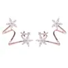 Pendientes de Plata de Ley S925, Estilo Coreano, Moda Coreana, Pendientes Exquisitos, Pendientes Dulces con Forma de Flor Curvada Incrustados con Diamantes, Pendientes Versátiles