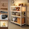 Prateleira Doméstica Porta-Prateleiras Prateleira de Armazenamento Multicamadas Suporte de Chão Eletrodomésticos de Cozinha Armário de Armazenamento para Varanda Exibidor de Supermercado