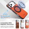 Adecuado para iPhone 18 Pro, funda de teléfono de carga inalámbrica magnética, protección de 360 grados, soporte giratorio, marco de lente de metal, funda de cuero