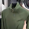 Nova Camiseta Masculina de Manga Longa de Inverno Veludo Alemão Veludo Dupla Face Moletom com Meio Zíper Cor Lisa Versátil Quente Camiseta Básica Masculina