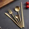 Conjunto de Talheres Portugueses de Aço Inoxidável para Restaurante de Hotel - Faca de Bife, Garfo e Colher - Conjunto de Cinco Peças - Talheres Portugueses Espessos de Alta Qualidade