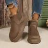 Botas de nieve para mujer talla 44 con forro polar, punta redonda, nuevo modelo otoño e invierno, botas de algodón Amazon, suela gruesa, venta al por mayor, sin cordones, talla grande, comercio exterior 2025
