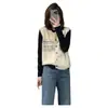 Chal de punto Fair Isle de color contrastante, chaleco de un solo botón, cárdigan, top de punto sin mangas jacquard retro para mujer, otoño e invierno, de punto trenzado, para capas