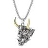 Colar Prajna Chifre de Ouro Chifre de Prata Transfronteiriço Pingente Máscara de Fantasma Masculina Corrente de Suéter Domineering Horror do Diabo Colar Masculino