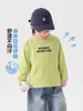 Camiseta de Manga Longa para Meninos Europeus Estilo Primavera/Outono Roupas 2026 Nova Roupa Infantil Crianças Bebê Outono Roupa Top de Algodão Puro Tendência