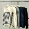 Camisa Básica Casual de Primavera 26 Cárdigan de Cuello Redondo para Mujer Clásico Rayado Versátil Tejido Cómodo Transpirable Chaqueta