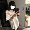 Camiseta de Manga Corta Estampada de Algodón Puro Estilo Bf High Street de Moda para Mujer, Nueva Superior Casual Versátil Holgada de Verano