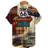 2023 Verão Transfronteiriço Novo Street Retrô Manga Curta Cardigan AliExpress Camisa com Impressão Digital 3D Top Masculino