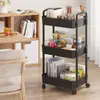 Estante de Armazenamento com Carrinho Móvel de Múltiplas Camadas para Chão Cesta de Legumes para Cozinha Caixa de Armazenamento de Lanches para Banheiro Estante de Livros Armário