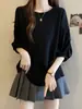 Diseño Moderno y Sencillo, Camiseta de Manga Corta Holgada y Versátil para Mujer, Nuevo Estilo de Verano, Top de Manga Media Talla Grande, Camiseta para Mujer A11289