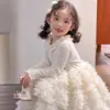 Vestido de Outono com Manga Longa para Meninas 2026 Novo Estilo Saia de Tule Princesa Infantil Saia Doce Bonita para Meninas Roupas de Outono