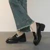 Versão em Couro~Mocassins de Solado Grosso Camélia para Mulheres 2026 Nova Coleção Início da Primavera Sapatos Retrô de Couro Genuíno Estilo Britânico Sapatos Pequenos de Couro