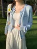 Cárdigan de punto con cuello redondo para mujer, prenda exterior, nuevo estilo de principios de otoño, top de manga larga, suéter bordado, abrigo de estilo perezoso nicho