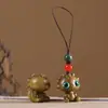 Talla de madera de sándalo verde, doce zodiacos, conjunto completo de rata, buey, tigre, conejo, dragón, serpiente, caballo, oveja, mono, pollo, perro, cerdo, colgante para teléfono móvil, bolso colgante