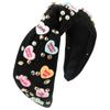 Diadema de moda dulce para el Día de San Valentín para mujer, con diamantes, cuentas de uñas, letra 'love', accesorios para el cabello de ala ancha al por mayor