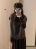 Chaleco de Punto sin Mangas de Cuello Alto Color Café Estilo Japonés para Mujer, Ropa de Abrigo Moderna y Elegante para Otoño e Invierno, Top Chaleco para Vestir por Capas