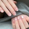 S81-Armadura Suave Nude Wear Ojo de Gato Brillante Armadura Corta Parche de Uña Sweet Joker Parche de Uña Falsa Blanco