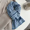 Bufanda Cuadros Pequeños Azules 2025 Nueva de Gama Alta para Mujer Invierno Estilo Británico Estudiante Estilo Coreano Bufanda de Atmósfera para Hombre