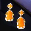 Pendientes Repujados Estilo Chino Nuevo Vintage, Pendientes de Lujo Ligero Estilo Corte Hechos a Mano, Pendientes de Resina con Incrustaciones de Cristal Estilo Étnico