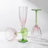 Copa de Vino Tinto Vintage, Copa de Champaña, Taza Retro Estéticamente Agradable, Copa de Vino Floral Gradiente de Color Lujo Ligero, Copa para Uso Doméstico