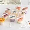 Vaso desechable para pudín de alta transparencia, resistente al calor, con tapa y cuchara, vaso para postre de grado alimenticio, vaso para gelatina para hornear, apto para horno