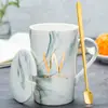 Taza Cerámica Taza con Tapa Cuchara Hogar Oficina Pareja Taza de Té Taza para Beber Taza de Café Puede Imprimir Logo Patrón