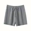 Shorts Casuais de Malha Feminino Outono e Inverno Novo Cashmere Curto Cordão Cintura Alta Lã Fina Tricô Moda