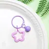 Llavero Colgante Estrella de Cinco Puntas Lindo de Alto Valor Estético Charm para Bolsos DIY Anillo de Tarjeta Esmaltado Llavero con Decoración de Cascabel