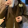 Jaqueta acolchoada curta de lã com gola redonda nova da Coreia para mulheres, jaqueta com zíper, top da moda
