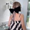 Hermoso clip para tomar fotos ~ gran tocado de horquilla de lazo de resorte de terciopelo negro estilo francés enormes accesorios para el cabello para mujeres