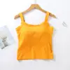 Uma geração de regata de algodão com gola quadrada e bojo, peça única, moda slim, cintura sexy, alça fina