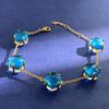 Pulsera original de nicho AB estilo japonés con cinco flores de cristal brillante de doble cara Joyería de mano coreana fresca con piedras de colores de corte múltiple