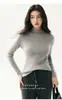 Suéter de Cachemira de Cuello Medio Alto para Otoño e Invierno para Mujer Color Sólido Cachemira de Cabra Canalé Ajustado de Una Pieza Tejido Base Lana