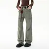 Pantalones Cargo Tridimensionales Estilo Retro Americano para Hombre, Pantalones Largos Versátiles Rectos Sueltos Estilo Melard para Hombre