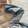 Jeans Azul Claro Scimitar para Mujer, Tendencia Nuevo Estilo Americano de Cintura Alta Sueltos Rectos Adelgazantes Pierna Ancha Pantalones Hoz