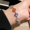 ¡El secreto de la niña! Pulsera de flor de circón de colores, sensación de lujo ligero y alta gama, moda dopamina, joyería estilo vacacional