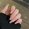 Patch de Unha Artística de Comprimento Médio Blush Puro Francês Explosões Unha Removível Falsa Suave
