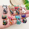 Chaveiro de liga de zinco com estampa colorida de gato, popular em vendas transfronteiriças, pingente de chave de animal civeta personalizado, acessórios de moda