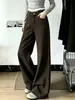 Jeans anchos de pierna con estampado de leopardo de estilo americano moderno para mujer, colección primavera/otoño 2026, de cintura alta, adelgazantes, corte holgado, pierna recta, pantalones de largo hasta el suelo