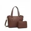 2026 Novo Conjunto de Duas Peças Clássico de Cor Sólida Grande Capacidade Retro Europeu e Americano Bolsa Tote de Ombro Único Feminina