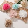 Novo Estilo Chinês Renda de Malha Creme Corda de Cânhamo Seda Brilhante Borda Queimada Camélia Headdress de DIY Feito à Mão Acessórios de Cabelo