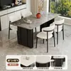 Mesa de jantar quadrada para várias pessoas Mesa de jantar estilo italiano Mesa de jantar de placa de rocha para uso doméstico Mesa de jantar para apartamento pequeno de uso doméstico Novo estilo luxo leve sensação de alta qualidade