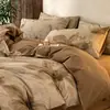 Juego de ropa de cama de cuatro piezas estilo francés vintage de algodón puro Clase A cepillado, juego de ropa de cama engrosada de algodón todo incluido de lujo ligero, funda de edredón, sábana, juego de tres piezas 4